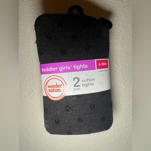 Wonder Nation Toddler Girls' Black Polka Dot Tights